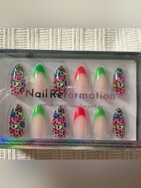 New Nail Reformation Neon Leopard French Tip Press-On Nails